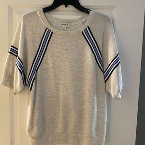Evereve Heather Gray Top with Blue and Black Stripes